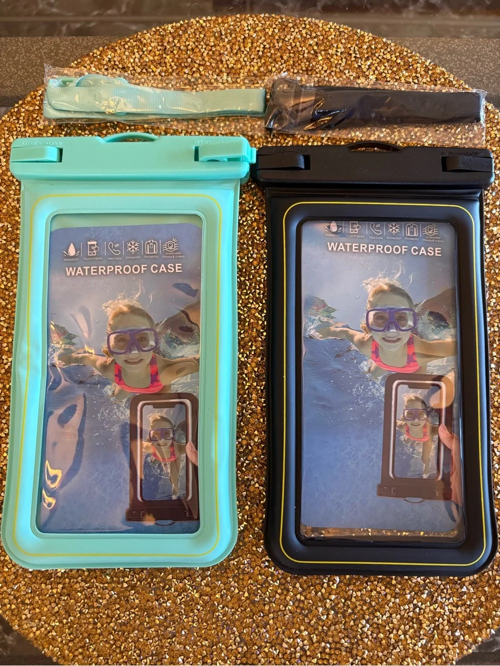 Rynapac NWT IP68 Floating cases Waterproof Phone Pouch - Black & Green 2 pack